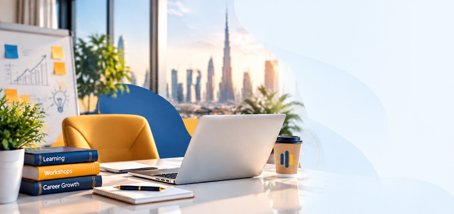 متدرّبة تتعلّم على اللابتوب